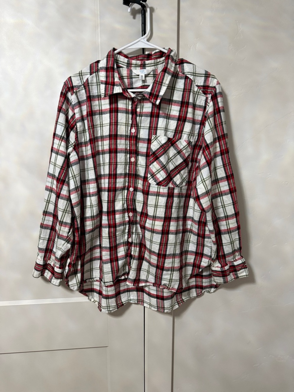 Woman’s Time and Tru Red, White & Black Plaid Button-Down Shirt